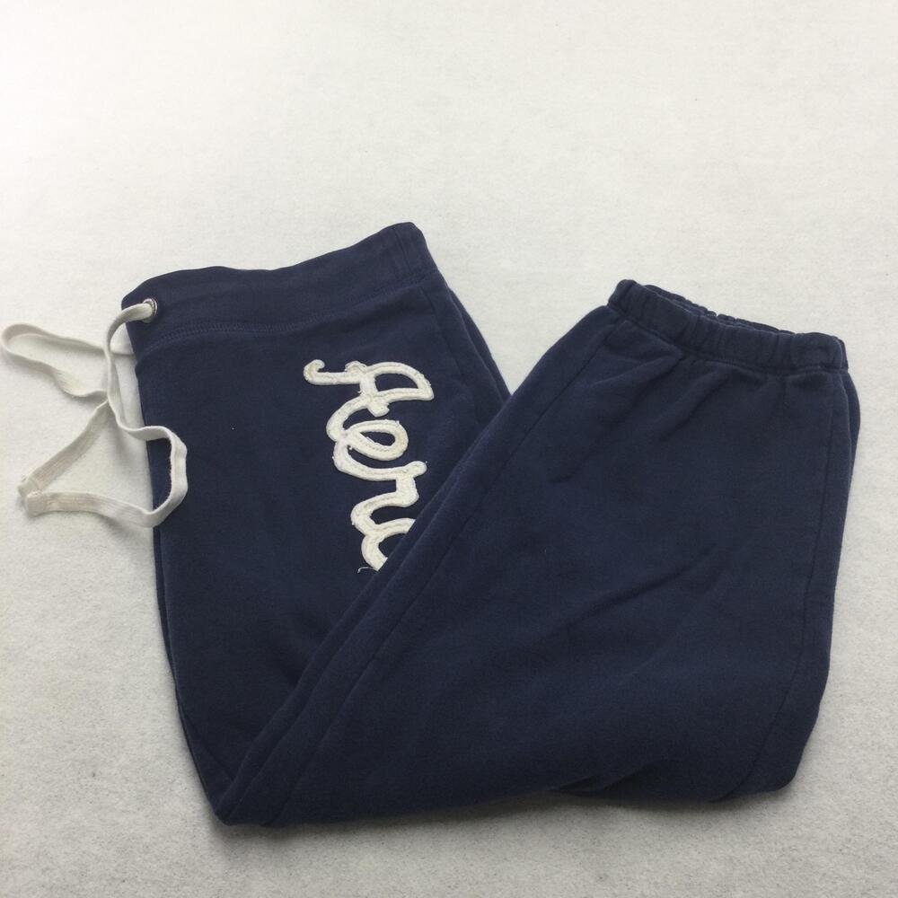 Aeropostale Sweatpants Womens Medium Blue Cropped Fleece Aero 87 Logo Lounge